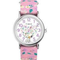 ราคา Timex X Peanuts in Bloom Womens Weekender 38mm Watch Pink Strap White Dial Silver Tone Case (20427401284)