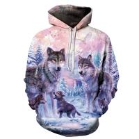 ราคา เสื้อกันหนาวผู้ชายลายสัตว์สุดเท่ห์เสื้อฮู้ดแขนยาวพิมพ์ลายหมาป่า3D พร้อมกระเป๋า (10175055934)