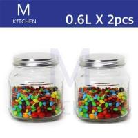 ราคา M Kitchen ขวดโหลแก้วทรงเหลี่ยมฝาดีบุก ขนาด 0 6L จำนวน 2ใบ (311017435)