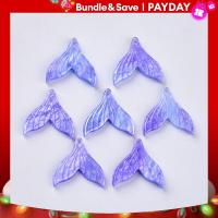 ราคา 20ชิ้นเซลลูโลสอะซิเตท เรซิน จี้กับผงกากเพชรไล่ระดับสีรุ้งนางเงือกสไตล์ไข่มุกนางเงือกรูปหางสีม่วง19X19X3มม หลุม 1 2มม (20903887785)