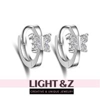 ราคา LIGHT Z Ins สไตล์สดใสขนาดเล็ก925ต่างหูผีเสื้อเงินเพทายวงกลมเล็กสุภาพสตรีของขวัญที่สวยงามเครื่องประดับทุกการแข่งขัน (9993461745)