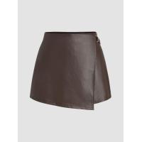 ราคา Cider Faux Leather High Waist Asymmetrical Buckle Skort Curve Plus (20689838392)