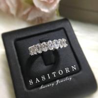 ราคา Sasitorn Jewelry แหวนเพชรแถว เพชรล้อมวง เพชรเกรดดีที่สุดงานเทียบเพชรแท้ สวยหรู เลอค่า ใส่สลับแท้ได้ ให้ของขวัญ แหวนเงินเพชร ST111 (18098321479)