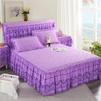 ราคา สีขาวสีชมพูลูกไม้กระโปรงเตียงโรแมนติกดอกไม้แบบโพลีเอสเตอร์เร้าใจผ้าคลุมเตียงกระโปรงเตียงราชินีเตียงครอบคลุมแผ่นบ้านประดับห้อง (16397687739)