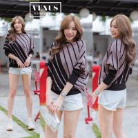 ราคา ส่งเร็ว ขายดีใส่ได้ตลอด เสื้อไหมพรมทอเนื้อแน่น สีสุภาพขาวสลับดำไม่ย้วยใส่สวยจิง เนื้อผ้ายืดหยุ่นดี ทรงปีกค้างคาว ตัวกว้าง ใส่ทำงานสวยใส่เที่ยวก็รอดค่ะ อก36 50 แขน27 ยาว29 Color ขาว ดำ (17339481595)