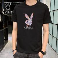 ราคา PLAYBOY เสื้อยืดคอกลมแขนสั้น Playboy แท้สีดำ Slim Fit Men S T Shirt (15224787330)