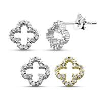 ราคา 925 Silver Lucky Clover Stud Earrings CZ Silver ต่างหูสตั๊ด Lucky Clover เงิน 925 เงิน CZ ต่างหูแฟชั่น ใส่แล้วไม่แพ้ เงินแท้ไม่ชุบ เงินแท้925 พร้อมส่ง (19715308846)