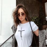 ราคา COD DSFERTRETRE Jesus Cross Letter Print T shirt Men Women Fashion Tumblr Tees Christian Summer Pray Faith Tops Aesthetic Art T (20041381668)