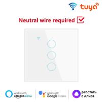 ราคา Tuya WiFi Smart Switch 1 2 3 Gang EU Touch Panel Light Switch Need Neutral Wire Smart Life APP Control Support Alexa Google Home Electrical Circuitry (20225002567)