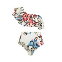 ราคา 2023 New Women One Shoulder Floral Print One Piece Swimsuit Lace Up Swimwear Cover Up Ruffled Split Bikini High Waist Pants Beachwear (20022667627)
