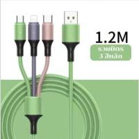 ราคา 3 IN 1 5A สายชาร์จ USB แบบ สายชาร์จเร็วสายชาร์จ USB สำหรับ iPhone Type C Micro USB สายชาร์จเร็ว ไอโฟน อุปกรณ์เสริมสายซิลิโคนเหลวสำหรับชาร์จไฟสามสาย (20464876151)