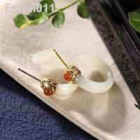 ราคา ละใช้งาน ต่างหูหยกสีขาว Q361 Ethan011ฝังเพชรเลียนแบบชาวเฮติสีแดงชาวสีตัดกันสไตล์ฮันฟูแหวนวงกลมหยกสีขาว (19851267278)