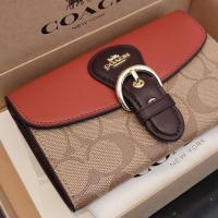 ราคา กระเป๋าสตางค์ใบกลาง โค้ชแท้สวยมาก สีน้ำตาลอ่อนฝาสีส้ม ออกแบบภายในยอดเยี่ยม เอ้าเลท 6 นิ้ว รุ่นหน้าเข็มขัด Premium gift (21331466190)