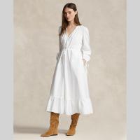 ราคา Sale Polo Ralph Lauren ชุดเดรสผู้หญิง Dress Smocked Cotton V Neck Dress รุ่น WMPODRSNFA20519 สีขาว (20853816655)