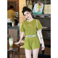 ราคา เซตคอกลมgucciขาสั้น เสื้อแขนสั้นปัก gucci กางเกงขาสั้นแต่งขอบ ผ้ายืด ใส่สบาย ใส่เที่ยวได้ทุกโอกาส Size อก 30 38 เอว 22 32 สะโพก 38 (21165572616)