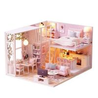 ราคา บ้าน DIY 2 ชั้น Pink Loft Apartment มีไฟLED และกาว (12252433847)