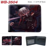ราคา Tokyo Ghoul กระเป๋าสตางค์พับได้สำหรับเด็กที่ใส่เหรียญกระเป๋าสตางค์อนิเมะ Kaneki Ken พิมพ์ลายการ์ตูนมีสีที่จับบัตรสั้นทำจากหนัง (13193941354)