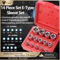 ราคา 14pcs Torx ดอกไขควงหัวจีบเซทเต้ารับ DRIVER Torx ดอกไขควงหัวจีบซ็อกเก็ตชุดเครื่องมือชุดกล่อง 1 4 นิ้ว 3 8 นิ้ว 1 2 นิ้วไดร์เวอร์E Torxดาวซ็อกเก็ตชุดพร้อมกล่อง (21270620058)