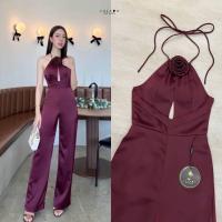 ราคา LALADA จั้มสูทขายาว สวยหรู เว้าหลัง ผูกคอ ช่วงอกเสริมฟองน้ำ (21305619867)