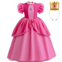 ราคา Princess Peach Chiffon Lace Girls Cosplay Dress Baby Kids Super Mario Brothers Vestidos Party Dresses Carnival Halloween Costume (20575907518)