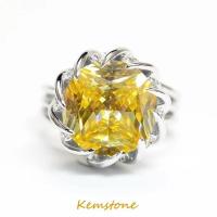 ราคา Kemstone แหวนเพชรรอบดอกบัวชุบเงินหรูหราแหวน7 5ct นำโชคสีเหลืองเงาคริสตัลแหวนปรับได้สำหรับผู้หญิงของขวัญเครื่องประดับ (16187039801)