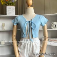 ราคา ครอปผูกโบว์หน้า ครอปผูกโบว์ คลุมแขนสั้น (20560599699)