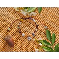 ราคา กำไลข้อมือถักเชือกเทียน กำไลเชือกถักวินเเทจ ลูกปัดไม้ (20405667858)