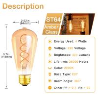 ราคา หลอดไฟ LED หลอดไฟรีโทร LED 2แพ็ค E27สร้างสรรค์ย้อนยุค4W หลอดไฟเอดิสันแก้วสีเหลืองอำพัน220V หลอดไฟแสงขาวนวลหรี่ได้วินเทจประหยัดพลังงานไฟตกแต่งพิเศษ (19196786546)