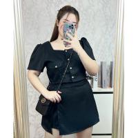 ราคา เซ็ทเสื้อคอเหลี่ยม กางเกง กระโปรงป้ายรอบ ผ้าซาร่า (20886467617)