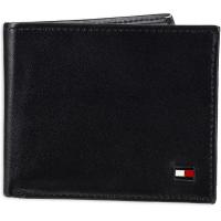 ราคา Tommy Hilfiger Mens Leather Wallet Slim Bifold with 6 Credit Card Pockets and Removable ID Window One Size Dark Black (15925341970)