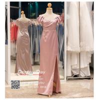 ราคา ชุดไปงานแต่ง แบบมีแขน ชุดไปงานแต่งงานกลางคืน เรียบ หรู ดูแพง คนอ้วนใส่สวย พร้อมส่ง PFL098 PNK ชมพู (18871684429)