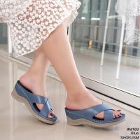 ราคา M169 รองเท้าแตะลำลอง พื้นหนานุ่ม รับน้ำหนักได้ดี สายไขว้หน้าเก็บหน้าเท้าดูเรียวสวย SHOELISM (21337673089)