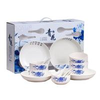 ราคา Qinghua ชุดจานชามเซรามิค ชุดจานชาม ลายคราม ชามลายเซรามิก จานลายเซรามิคกระเบื้อง 1ชุด 14ชิ้น NO Z21 (12504690864)