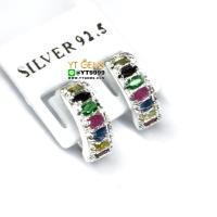 ราคา ต่างหูนพเก้า ต่างหูเงินแท้ พลอยหลากสี CZ YTG 3771 (17433543468)