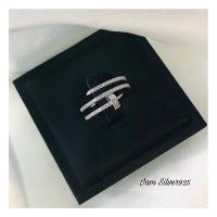 ราคา iam Silver925 แหวนเงินแท้ชุบทองคำขาว ทรงตะปูสไตล์คาเทียร์ (17698274397)