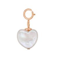 ราคา A CEMI Heart Pearl Charm มุกแท้ จี้มุก จี้เงินแท้ ชุบทอง 18K โรสโกลว์ (8129536186)