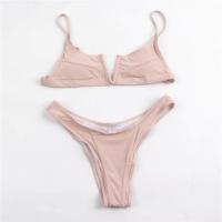 ราคา ชุดว่ายน้ำหญิง Solid Bikini 2022 Woman V neck Swimsuit Swimwear Women Hot Sale Padded Bandage Female Brazilian Bikinis Swimwear Women Biquini (16281859616)