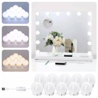 ราคา Ready ไฟติดกระจกแต่งหน้า Lighting ปรับได้3สี โคมไฟตกแต่งห้อง สว่าง กระจกแต่งหน้า ไฟแต่งห้อง โคมไฟ ไฟติดกระจ (16437002212)