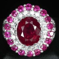 ราคา แหวนเงินแท้ 925 พลอยทับทิม Ruby น้ำหนัก 3 30 กะรัต ล้อมเพชร สวยงาม (14334915628)