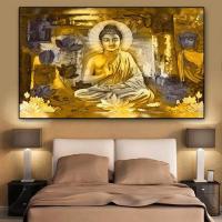 ราคา พระพุทธเจ้าสีทองรูปวาดวิวบนผืนผ้าใบโปสเตอร์น้ำตกและภาพที่ศิลปะบนผนังบ้านห้องนั่งเล่นการตกแต่งไร้กรอบ (19905890247)