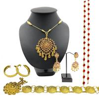 ราคา Vintage Jewelry ชุดเครื่องประดับไทย สร้อยคอ ต่างหูคลิป เข็มขัดหัวเข็มขัด สร้อยสังวาลย์ (21139120115)