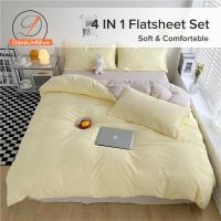 ราคา Dansunreve 4IN1 Flatsheet Set Plain Flat Sheet Duvet Cover Pillowcase Skin friendly Macaron Color Bedding Set (19413092457)