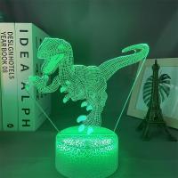 ราคา 3D Dinosaur Night Lights Hologram USB Battery Table Decorative Lamp Bedroom Game Room LED Night Lamp For Kids Boys Birthday Gift (13361676770)