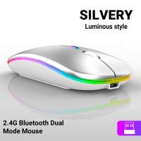 ราคา Wireless Mouse 2 4G Mouse เมาส์ไร้สาย เมาส์บลูทูธ Mouse Bluetooth เสียงปุ่มเงียบ เมาส์บลูทูธ แบบชาร์จไฟได้พร้อมไฟ RGB (20909667982)
