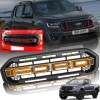 ราคา กระจังหน้า หน้ากระจัง มีไฟ LED สีเหลือง โลโก้ FORD สีดำ ขอบส้ม รุ่น ฟอร์ด เรนเจอร์ FORD RANGER XLT ปี 2019 2021 สีดำด้าน 1 ชิ้น (10132982994)
