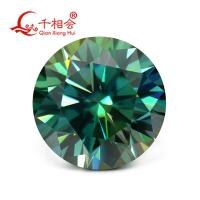 ราคา Round shape brilliant cut green with light yellow and light blue moissanite stone (16619374733)