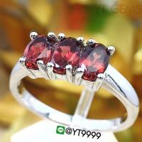 ราคา แหวนโกเมน แหวนเงินแท้ ชุบทองคำขาว พลอยโกเมนแท้ YTG 8592 (17574880999)