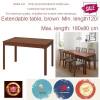 ราคา โต๊ะทานอาหารปรับขยายได้สีน้ำตาลเข้ม ยาวต่ำสุด120 ยาวสูงสุด180 x 80 cm (2178514158)