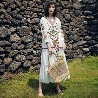 ราคา Spring And Summer New Beach Dress Bohemian Dress Thai National Style Vacation Style Dress Cotton And Linen Embroidered Dress For Women (19716841968)