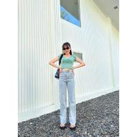 ราคา ป้ายJiranan No 6693กางเกงกระบอก เอวสูงปิ๊ด รุ่นพับขา ผ้ายีนยืด (9681376037)